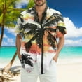 thumbnail image 2 of Hawaiian Mens Shirts Short Sleeves Printed Button Down Shirts Summer Beach Mens Shirts Clearance 15-Black S, 2 of 5