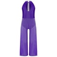 thumbnail image 5 of Sholeno Kids Girls Lyrical Latin Jazz Dance Jumpsuit Shiny Dance Romper Gymnastics Leotard Wide Leg Bodysuit Purple 8, 5 of 6