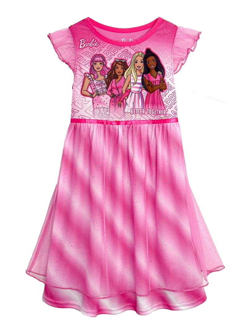 Barbie Kids Pajamas: Pink Sparkle Night Gown, Size 3T Dress-Up