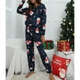 thumbnail image 1 of Conjunto de pijamas navideños para mujer, Tops con estampado de Papá Noel de manga larga y cuello redondo, pantalones largos con apertura de pierna y cintura elástica, ropa de dormir de Navidad, 1 of 4