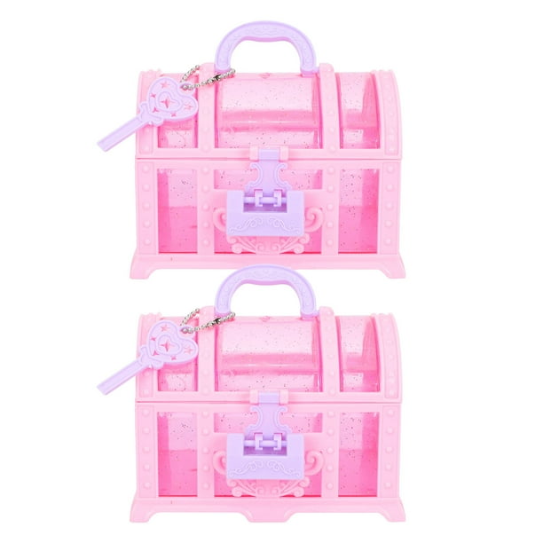 2 cajas de tesoros para niñas, juguetes, caja de maquillaje para niñas, organizador de joyas de mesa