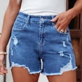 thumbnail image 4 of BOMYJESK Womens Jean Shorts Mid Rise Casual Denim Shorts Ripped Distressed Trendy Pull on Jorts Raw Hem 2026 Summer Cut Off Shorts with Pockets Light Blue XXL, 4 of 4