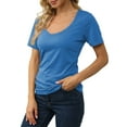 thumbnail image 4 of KBZDBZC Blouses for Women Casual Women's Solid Color Deep V Neck Fashion Sexy Short Sleeve T Shirt T Shirts Women Womens Tops Women Blouse (Sky Blue,XXXXL), 4 of 6