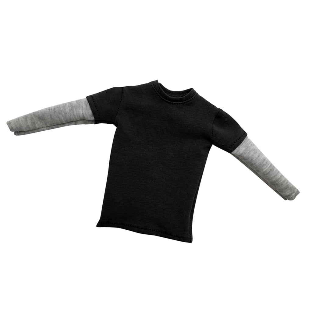Details about   1/6 Scale Tee Hot Black Long Sleeves T-Shirt For 12" Action Figure Toys 