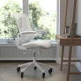 thumbnail image 2 of Flash Furniture Kelista Mid-Back Light Gray Mesh Swivel Ergonomic Task Office Chair with White Frame, Flip-Up Arms, and Transparent Roller Wheels, 2 of 9
