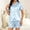 Light Blue, variant on BaoFuBaoMei Button up Satin Pajamas Women Collared Short Sleeve Top and Shorts Sleepwear 2 Piece Striped Comfy Lounge Set