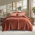 thumbnail image 2 of Regency Heights Crushed Velvet Comforter Set, 9 Piece Bed in a Bag with Comforter, Sheets, Pillowcases & Sham, Plush Soft All Season Bedding Set, Full, Burnt Orange, 2 of 9