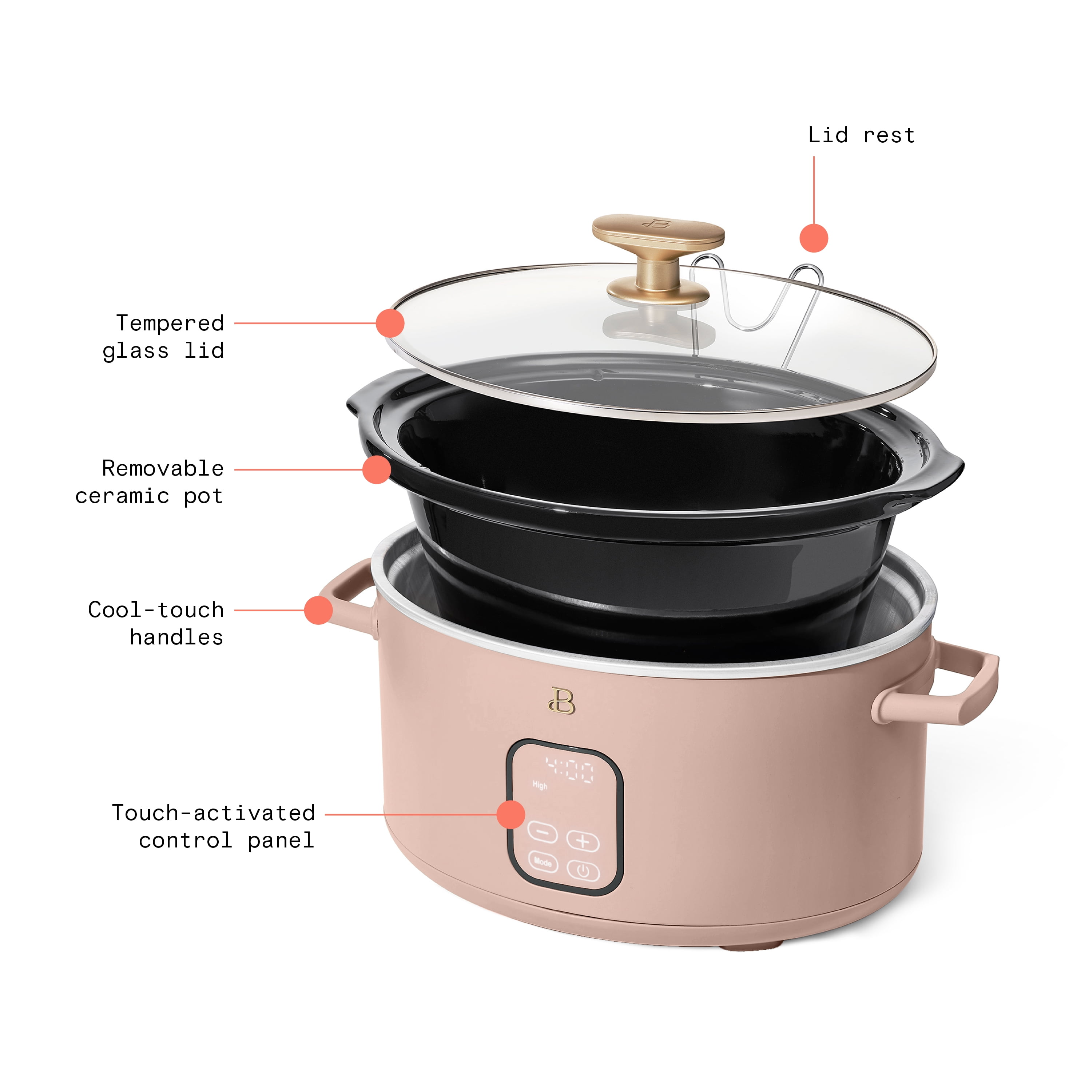 Beautiful 6 Qt Programmable Slow Cooker, Porcini Taupe by Drew Barrymore