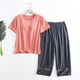 thumbnail image 2 of Set de Lavado Corporal para Mujeres Casual Suelto con Cojín de Pecho Cuello Redondo Conjunto de Pantalones Cortos de Manga Corta, Traje de Dos Piezas para Diario, 2 of 6