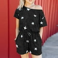 thumbnail image 2 of Women's Summer Jumpsuits Casual Off Shoulder Short Sleeve Shorts Loose Jumpsuit Rompers with Pockets Drawstring, 2 of 7