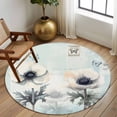 thumbnail image 2 of Round Rug 7Ft Washable Non-Slip, Teal Spring Floral Circle Area Rugs for Living Room Bedroom, Vintage Botanical Summer Flowers Indoor Floor Mats Carpet Runner for Home Decor Aesthetic, 2 of 8