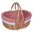 thumbnail image 1 of S SERENABLE Panier de Pique-Nique Extérieur avec Double Couvercles Panier Tissé à la Main pour Chips de Plage Carreaux Rouges, 1 of 9