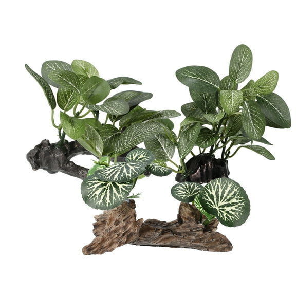 Unique Bargains 1 Set Aquarium Plastic Plants Driftwood Betta Silk Plants Silk Aquarium Plants for Betta Fish Green 3pcs