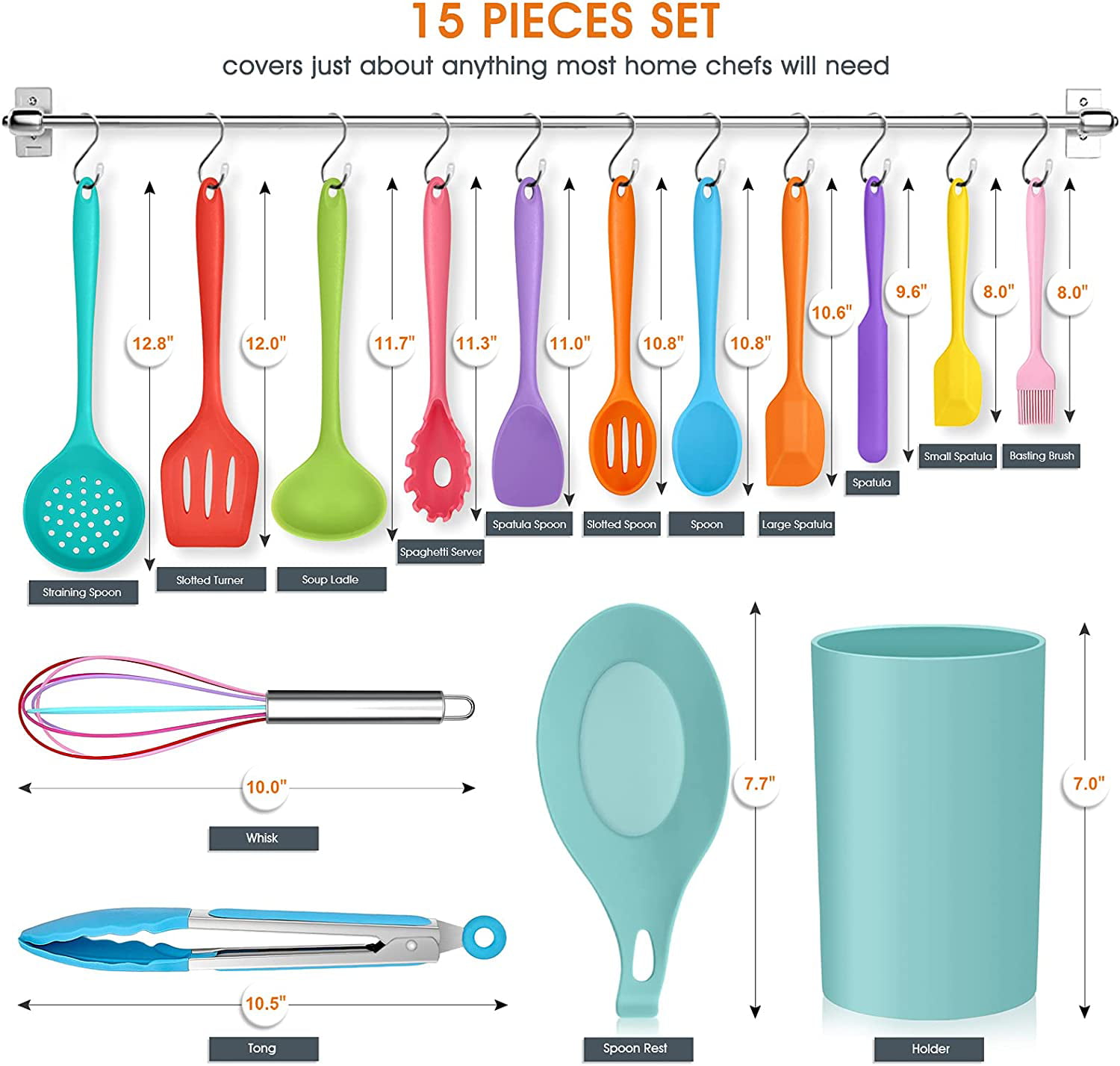 COOKLOVER Non-Stick Cookware 15-PC Set w/ Cooking Utensil Pack