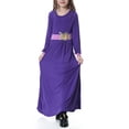 thumbnail image 4 of Girls Long Sleeve Crew Neck Dress, Solid Color Maxi Dress for Kids, Comfortable Everyday Casual Wear, Loose Fit Stretchy Dress for School and Play Purple XL, 4 of 8