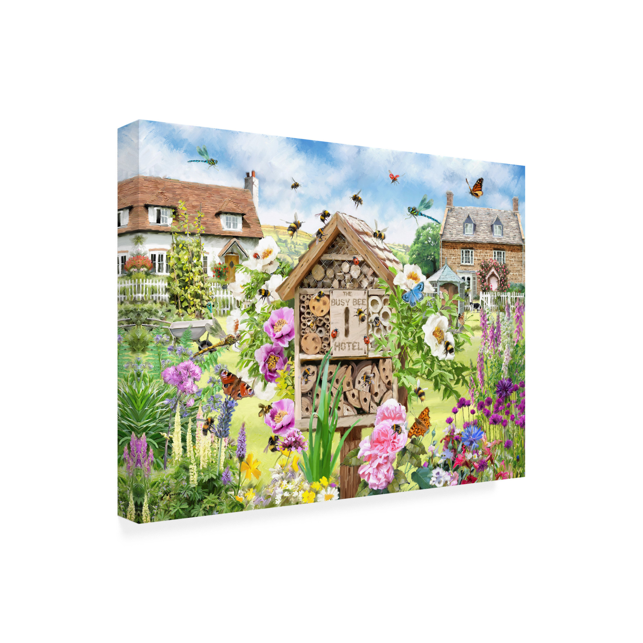 Canvas Wall Art - The Macneil Studio '2107 Busy Bee Hotel' Wall Art for Living Room, Bedroom, or Office Décor by Trademark Fine Art - 47 x 35 Inches