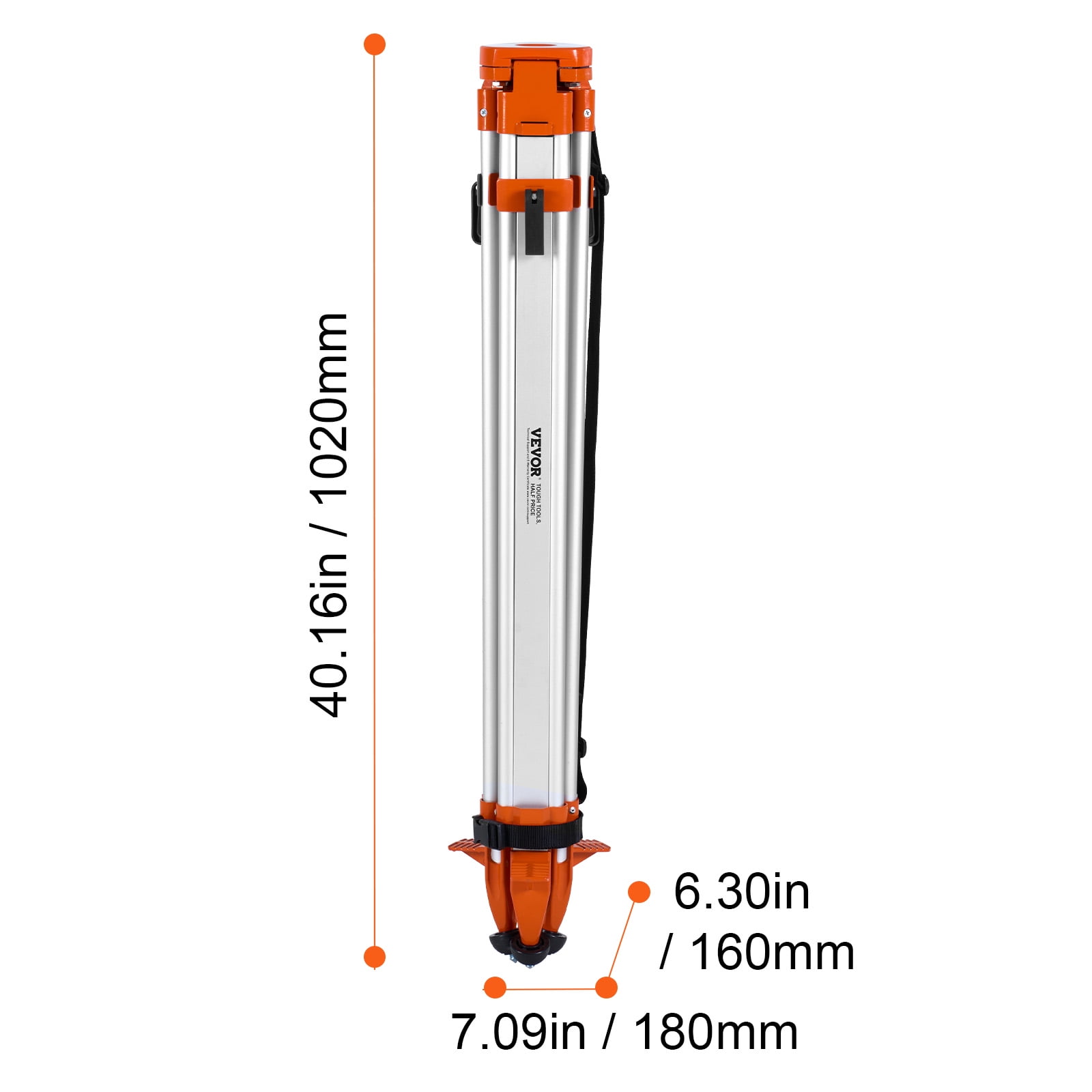 VEVOR Laser Level Tripod Stand, 5/8"-11 Thread Mount, 16.53-65.55 inch Height Adjustment Heavy Duty Survey Tripod for Construction Laser Level Scanner, Retractable Legs Non-Skid Feet Professional