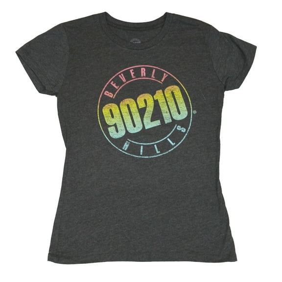 Beverly Hills 90210 Girls (Juniors) T-Shirt - Classic Colorful Distressed Logo (Medium)