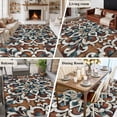 thumbnail image 5 of Brown Teal Boho Area Rug 5x7 FT, Non Slip Bedroom Throw Carpet, Ethnic Rustic Abstract Flowers Washable Soft Floor Carpet Non-Shedding Rug for Dining Room Bedside Classroom Desk, 5 of 9