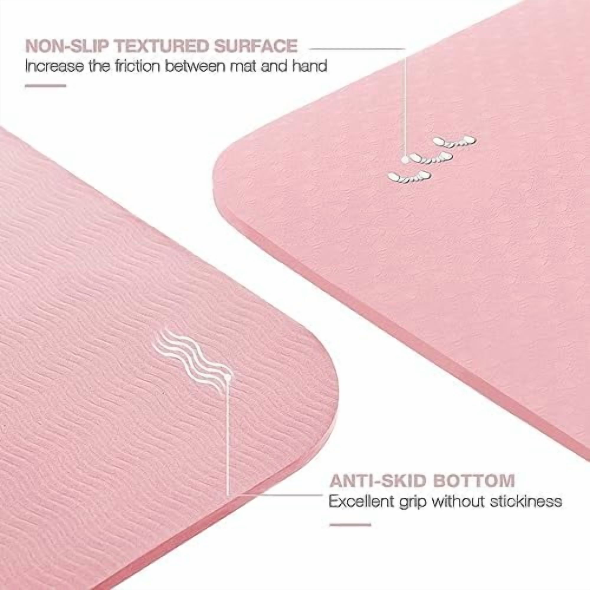 Yoga Mat Non Slip, Pilates Fitness Mats, Eco Friendly, Anti-Tear 1/4" Thick Yoga Mats for Women, Exercise Mats for Home Workout with Carrying Sling and Storage Bag Parfait Pink,72"x24"