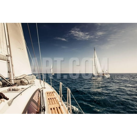 Sailing Ship Yachts with White Sails Print Wall Art By Andrew (Best Sailing Yachts To Sail Around The World)