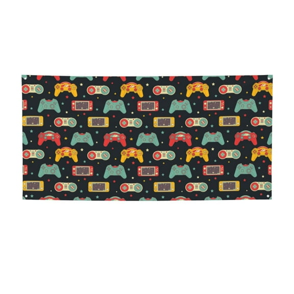 Picia Retro Video Game Pattern Party Banner, Festive Decoration, Holiday Banner, Celebration Decor, Event Banner, Reusable Party Banner-Small