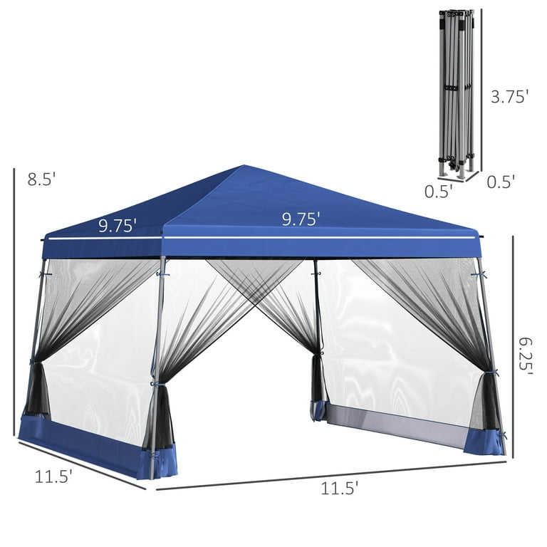Outsunny Slant Leg Pop Up Canopy Tent with Netting, Carry Outsunny Slant Leg Pop Up Canopy Tent with Netting, Carry