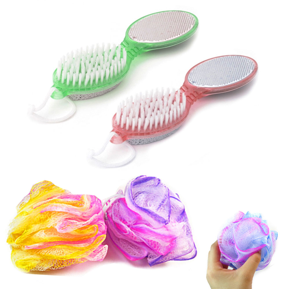 2 Pack Bath Shower Mesh Scrub Sponge Exfoliating Body Wash Nylon Puff