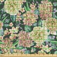 thumbnail image 2 of Ambesonne Floral Fabric by the Yard Upholstery, Blooming Hydrangea Flowers, 2 Yards, Pistachio Green and Soft Pink, 2 of 5