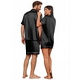 thumbnail image 6 of Ekouaer Couple Matching Pajamas Sets Silk Short Sleeve Button Down Sleepwear Satin Pjs Shorts Set Soft Lounge Set, 6 of 6