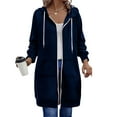 thumbnail image 2 of bbyeadc Long Hoodies for Women Oversized Zip Up Hoodie Women Casual Lightweight Long Tunic Sweatshirts Fashion Fleece Hoodie Winter Jacket Coat with Pockets, Navy XL, 2 of 7