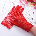 thumbnail image 1 of Gants de Fête pour Femmes, Mitaines en Dentelle, Accessoires de Protection Solaire, Été, Doigts Complets, Mode (Couleur : Blanc) (Couleur : Rouge) Rouge, 1 of 7