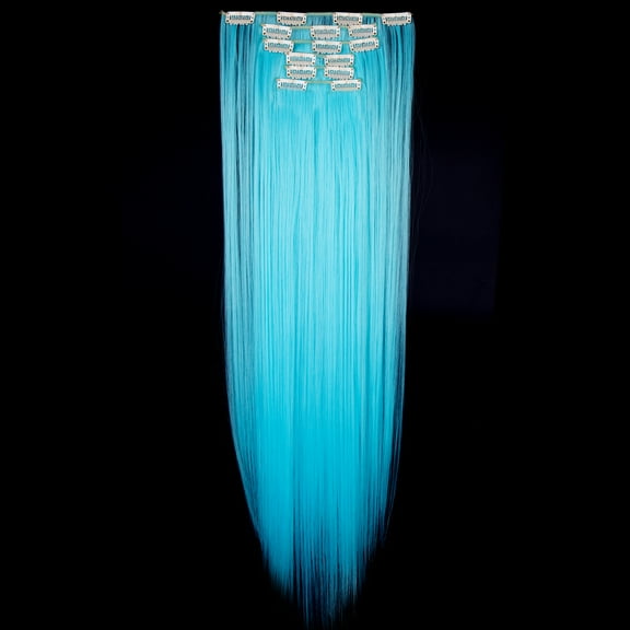 SHCKE Full Head Clip in Hair Extensions Colorful 26" Long Straight Hair Extensions 24" Fluffy Curly Wavy Hair Extension Synthetic Hair Pieces for Women