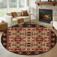 thumbnail image 2 of Brown Red Boho Large Area Rugs for Bedroom Living Room, Soft Non Slip Carpet Bedside Rug, Vintage Geometric Abstract Art Round Floor Cover Kitchen Accent Rug 6' for Dining Room/Office, 2 of 9