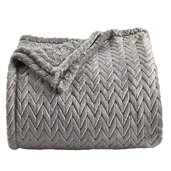 The Big One Plush Throw Blanket Gray Chevron Polyester 60 x 72 Adults & Children