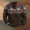 thumbnail image 3 of Men's Retro Casual Ethnic Print Zip Up Sweatshirt, Long Sleeve Fleece Jacket, Vintage Streetwear for Christmas, Fall Winter Season, Unique Style and Travel,Navy,L, 3 of 5