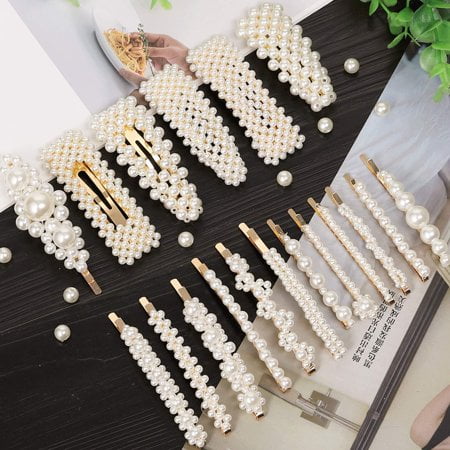Laxizar 18 Pcs Pearl Hair Clips Large Hair Clips Barrette Hair For Women Girls Fashion Hair Accessories