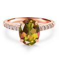 thumbnail image 3 of Gem Stone King 10K Rose Gold Mango Mystic Topaz and Lab Grown Diamond Engagement Ring for Women | 2.20 Cttw | Oval 9X7MM | Gemstone November Birthstone | Size 7, 3 of 6