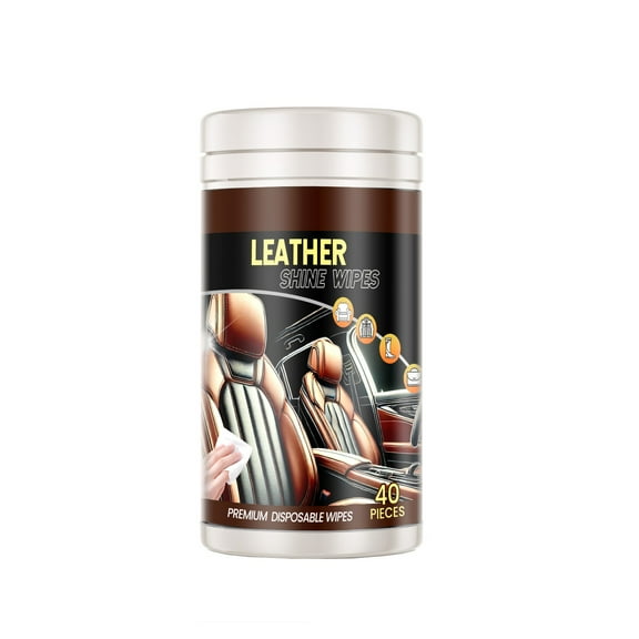 BallsFHK Car Leather Cleaning Wipes, Gloss Maintenance, Quick Decontamination, Car Leather Special Cleaning Wipes（40pc）