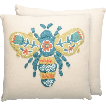 Primitives By Kathy 112242 Bee Happy Throw Pillow, 18-inch Square