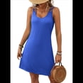 thumbnail image 3 of Vestidos de Verano para Mujer 2025, Informales, Holgados, Sin Mangas, con Ojales y Tirantes Finos. Azul Real S, 3 of 9