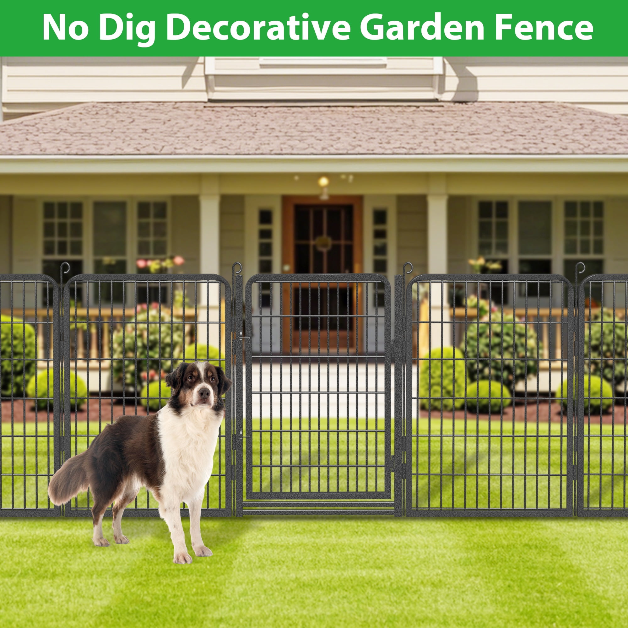 Jhsomdr Decorative Garden Fence with Gate 86ft (L)×40in (H) Heavy Duty Metal Fence Outdoor Wire Fence No Dig Fence Panel Animal Barrier Garden Fencing for Yard Landscape
