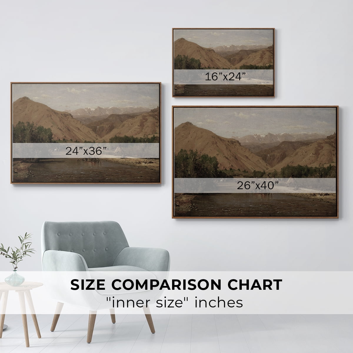 Vintage Landscape-CCXXVI By Wexford Home Framed in Walnut Wood Gallery Wrapped Canvas 25 in. x 37 in.
