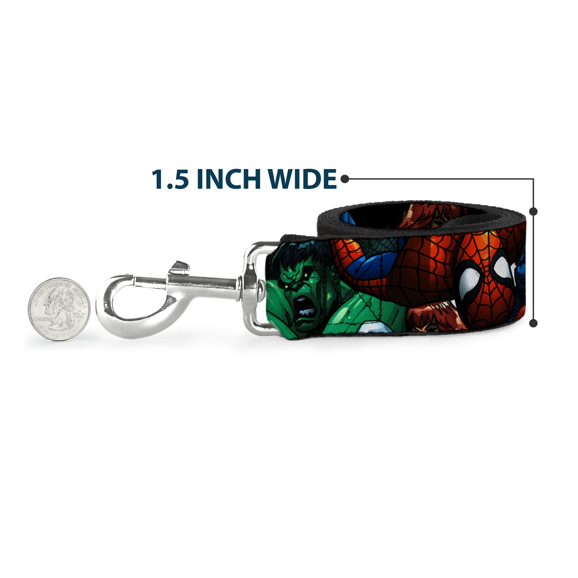 Marvel Comics Pet Leash, Dog Leash, Marvel Universe Superheroes Stacked, 6 Feet Long 1.0 Inch Wide