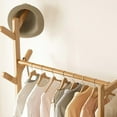 thumbnail image 5 of Colourtree Bamboo Clothes Rack,Garment Rack with Drawers and Shelves,5 Tier Storage Shelves with 6 Hanging Hooks,Coat Rack,Wardrobe Closet for Entryway Guestroom Kids Bedroom (39.4inch Width), 5 of 5