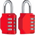 thumbnail image 1 of [2 Pieces] 4-Digit Combination Padlock, Waterproof Combination Lock, Waterproof Metal and Plated Steel Combination Clasp - Red, 1 of 5