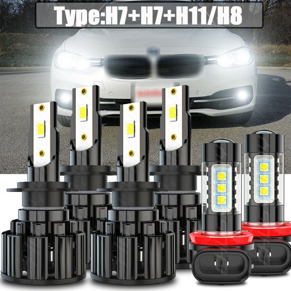 For BMW X3 2004-2014 LED 6000K -110W 6X Headlight Bulbs H7  H7 High Low Beam   H11 Fog Lamp Super Bright