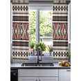 thumbnail image 2 of Beige Boho Sheer Curtains 39 Inch Length 2 Panels Set for Living Room/Bedroom, Vintage Ethnic Tribe Retro Abstract Art Kitchen Curtains Grommet Semi-Sheer Curtains Window Treatments 27.5"x39"x2, 2 of 7
