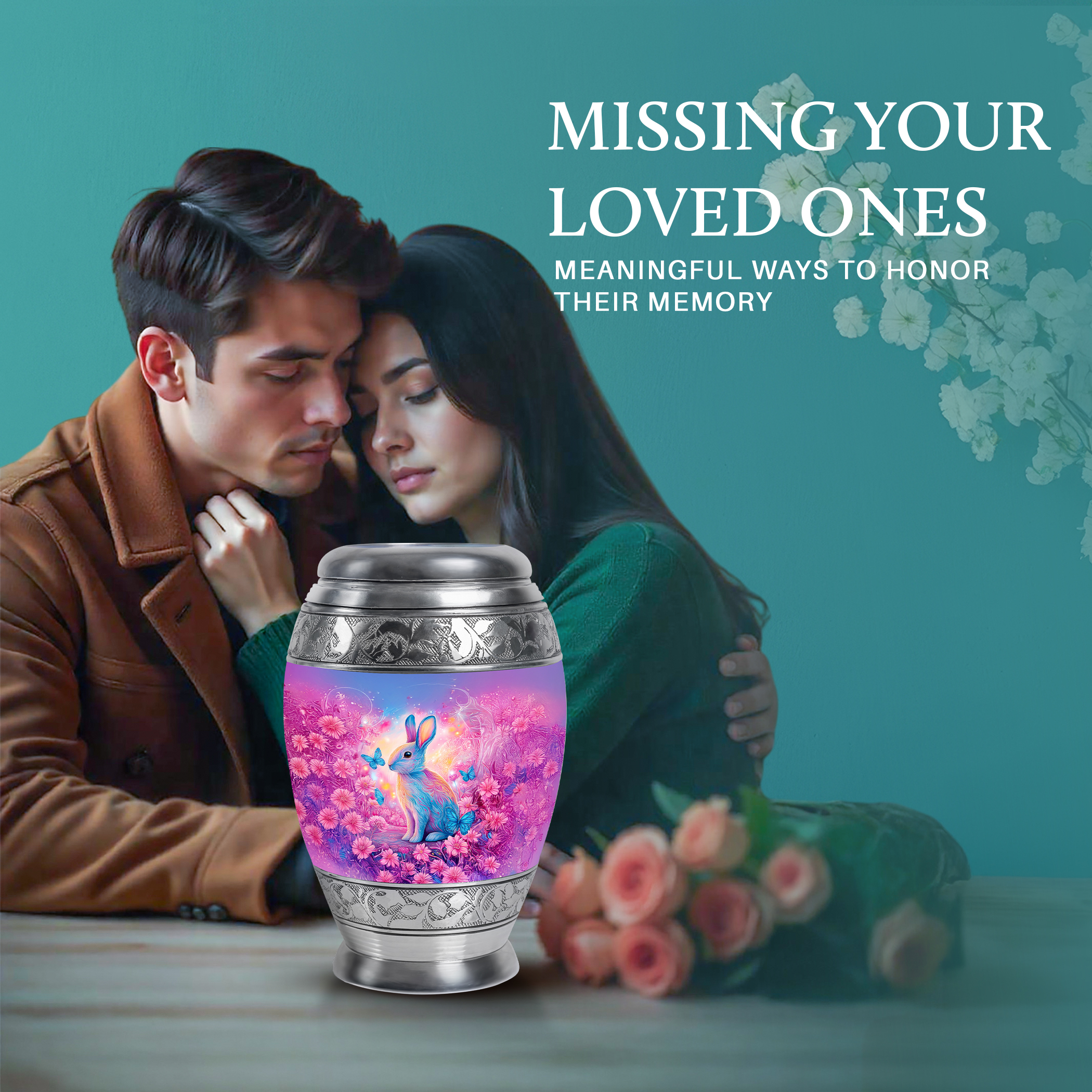 SABURIAL Rabbit Urn - Mini Urns For Human Ashes Adult Female - Little Cremation Urn For Ashes Dad - Keepsake Burial Urns For Male - Combo Of 10 Inch & 3 Inch