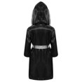thumbnail image 2 of Doomiva Kids Boys Boxing Robe Martial Art Muay Thai Uniform Long Sleeve Kick Boxing Hooded Robe Outfits Black&Silver A 16, 2 of 5
